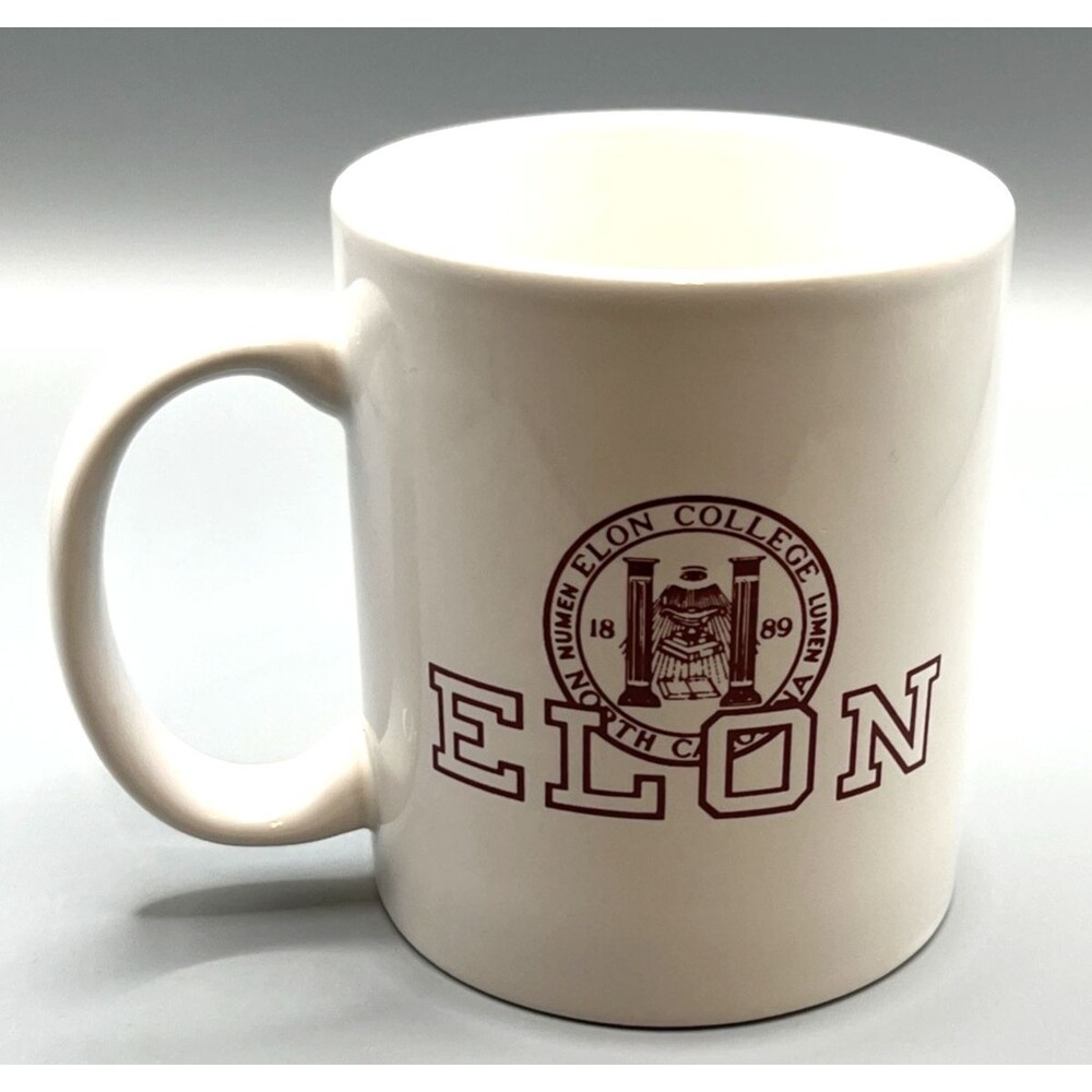 Elon College 3.75" White Mug with Maroon College Seal